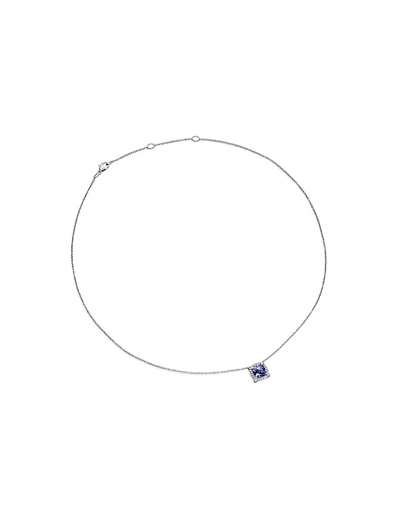 Petite Chatelaine Pavé Bezel Pendant Necklace in 18K White Gold