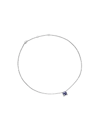 Petite Chatelaine Pavé Bezel Pendant Necklace in 18K White Gold