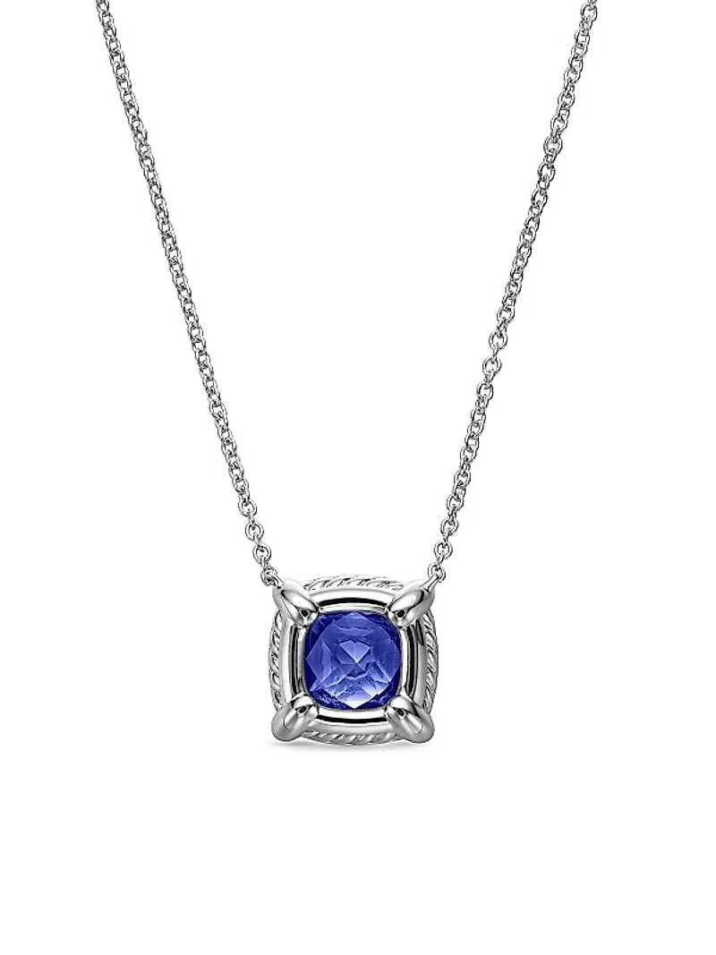 Petite Chatelaine Pavé Bezel Pendant Necklace in 18K White Gold