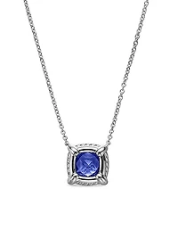 Petite Chatelaine Pavé Bezel Pendant Necklace in 18K White Gold