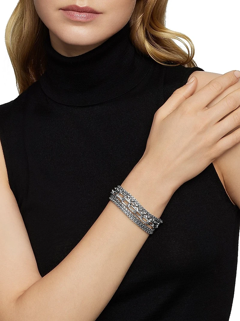 Multi Row Chain Bracelet Sterling Silver, 29mm