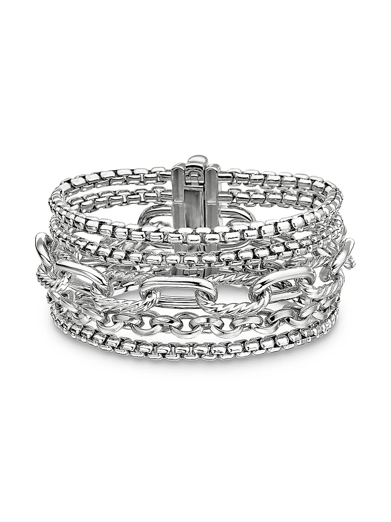 Multi Row Chain Bracelet Sterling Silver, 29mm