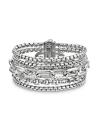 Multi Row Chain Bracelet Sterling Silver, 29mm