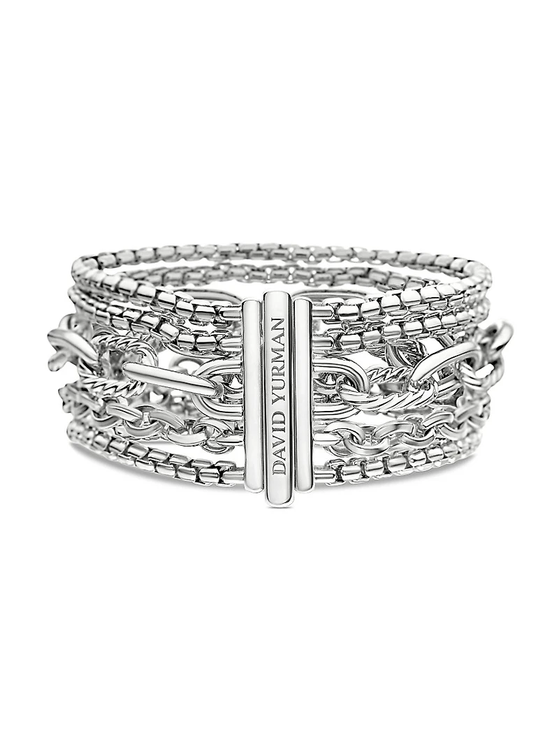 Multi Row Chain Bracelet Sterling Silver, 29mm