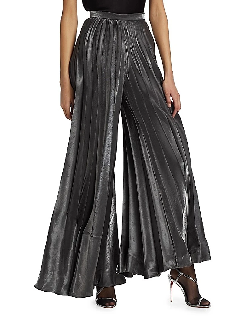 Metallic Pleated Pants
