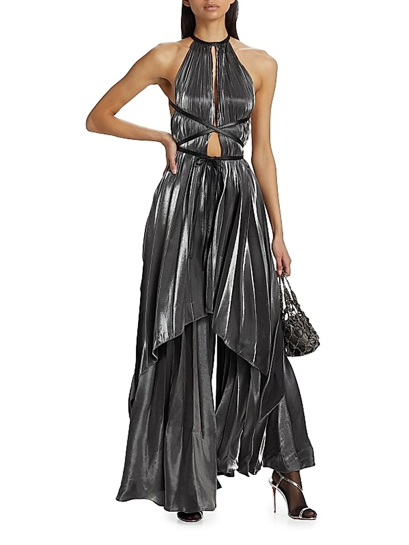 Metallic Pleated Pants
