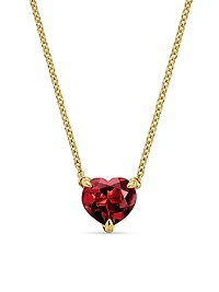 Chatelaine Heart Pendant Necklace in 18K Yellow Gold with Garnet, 8mm