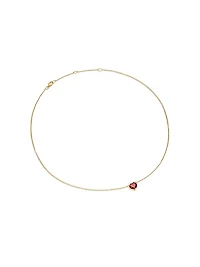 Chatelaine Heart Pendant Necklace in 18K Yellow Gold with Garnet, 8mm