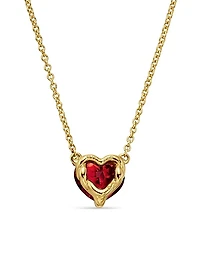 Chatelaine Heart Pendant Necklace in 18K Yellow Gold with Garnet, 8mm