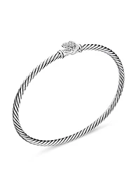 Classic Cable Heart Station Bracelet in Sterling Silver