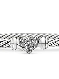 Classic Cable Heart Station Bracelet in Sterling Silver