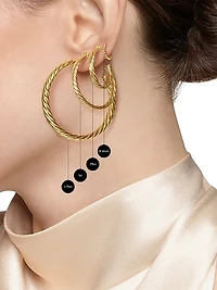 Cable Hoop Earrings in Sterling Silver, 3/4in