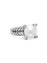 Cable Collectibles® Pearl Ring with Diamonds
