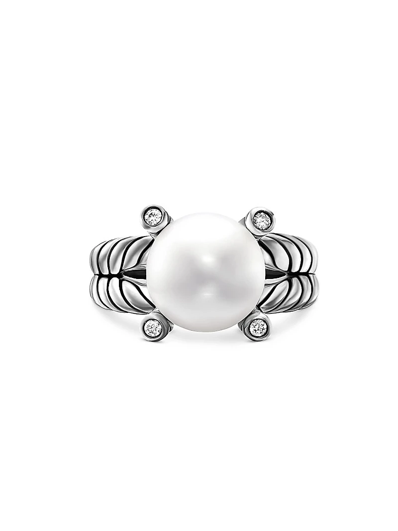 Cable Collectibles® Pearl Ring with Diamonds