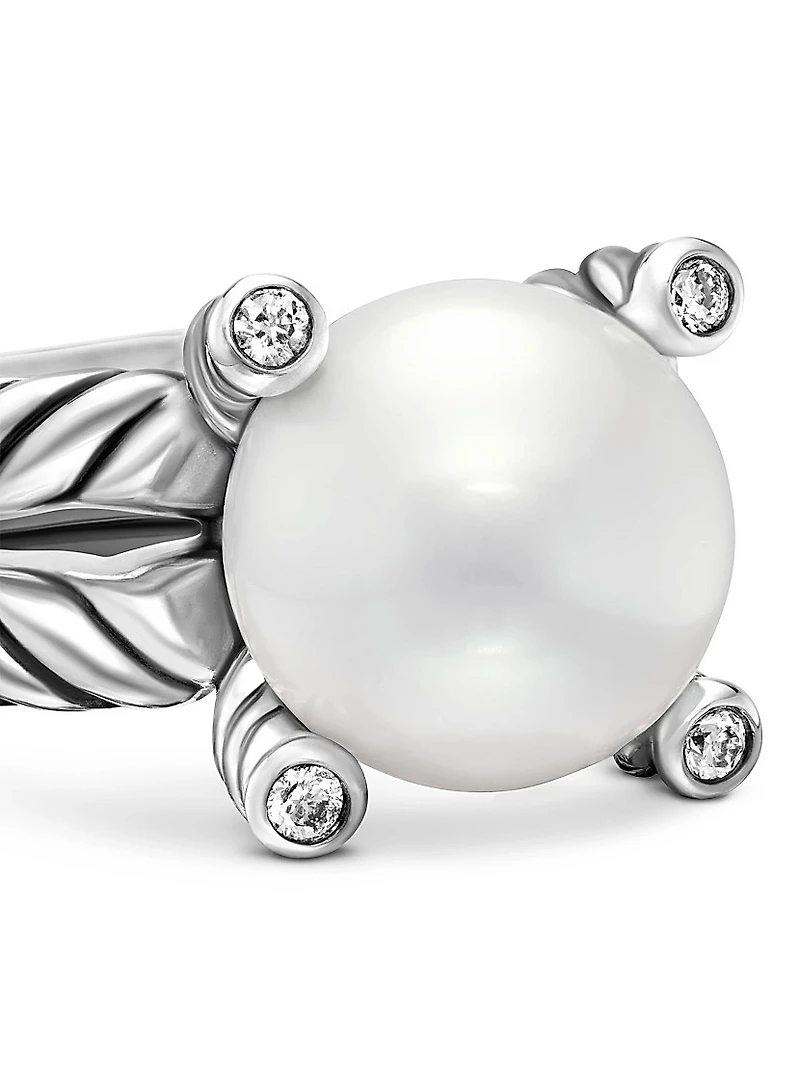 Cable Collectibles® Pearl Ring with Diamonds