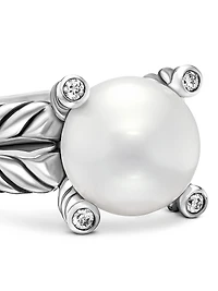 Cable Collectibles® Pearl Ring with Diamonds