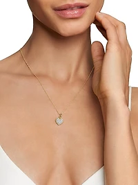 Cable Collectibles Pavé Plate Heart Necklace in 18K Yellow Gold with Diamonds