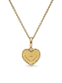Cable Collectibles Pavé Plate Heart Necklace in 18K Yellow Gold with Diamonds
