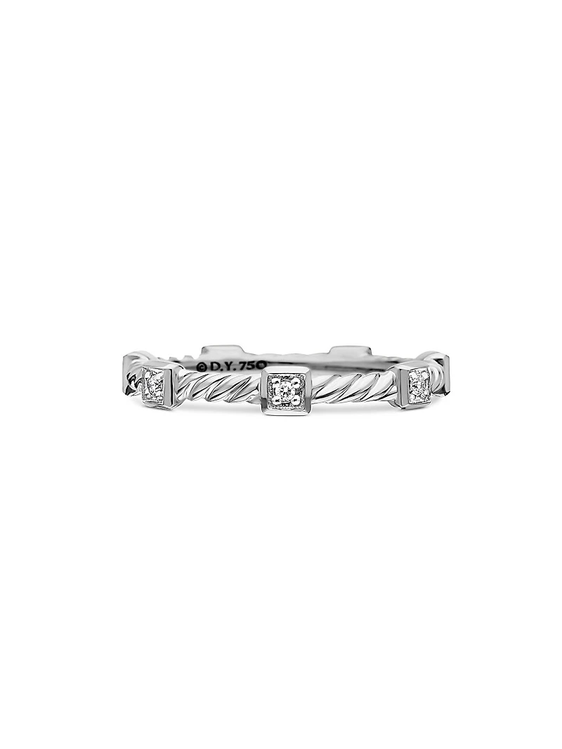 Cable Collectibles Stations Stack Ring 18K White Gold