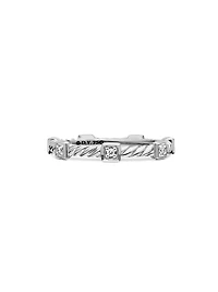 Cable Collectibles Stations Stack Ring 18K White Gold