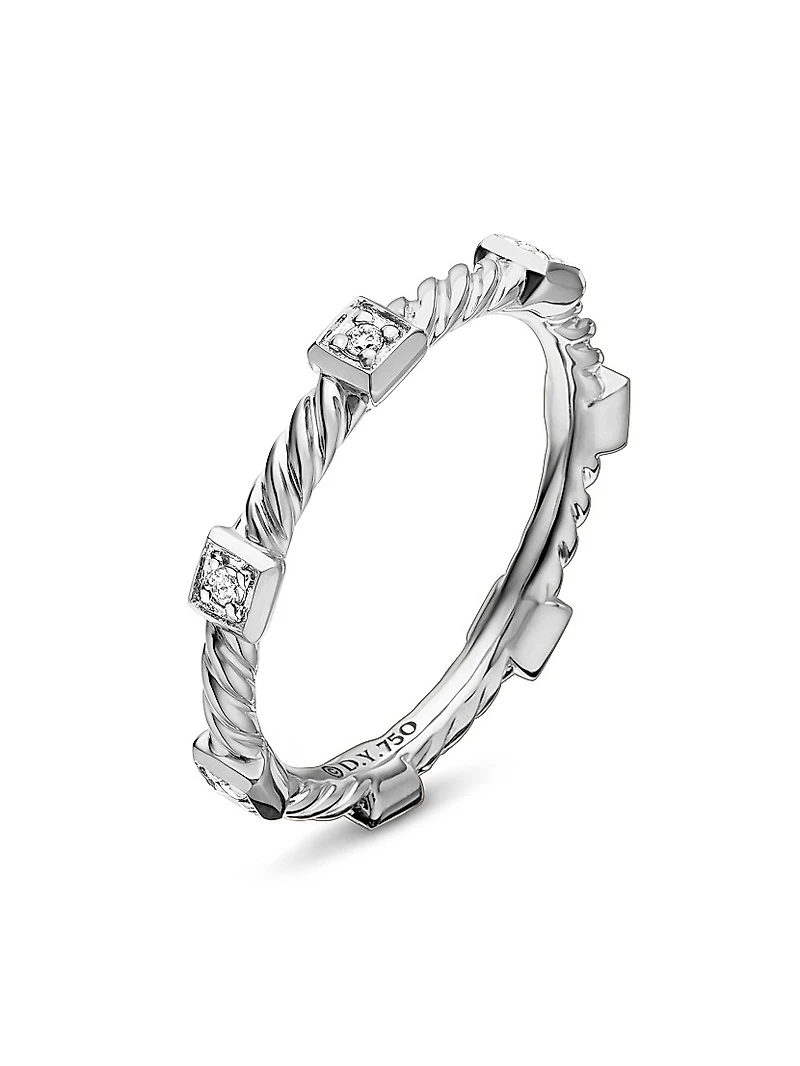 Cable Collectibles Stations Stack Ring 18K White Gold