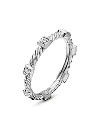 Cable Collectibles Stations Stack Ring 18K White Gold