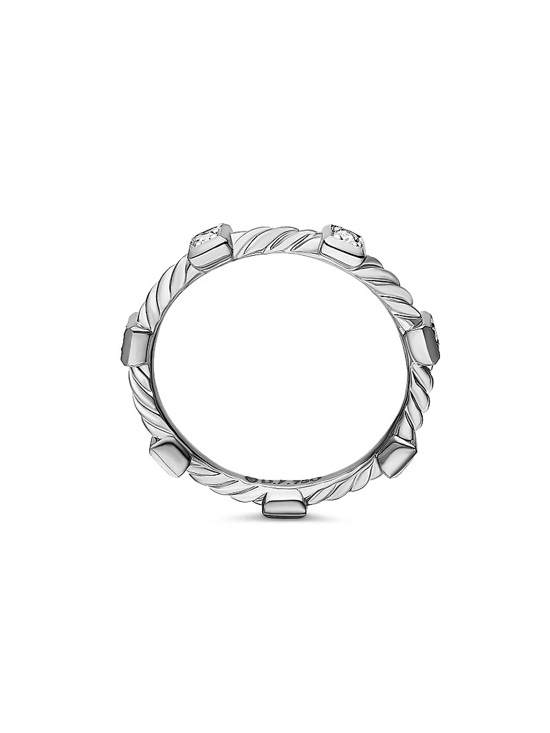 Cable Collectibles Stations Stack Ring 18K White Gold