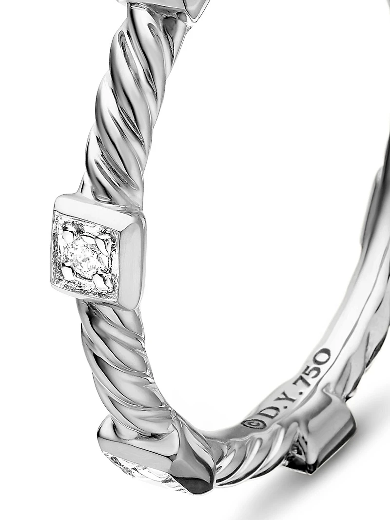 Cable Collectibles Stations Stack Ring 18K White Gold