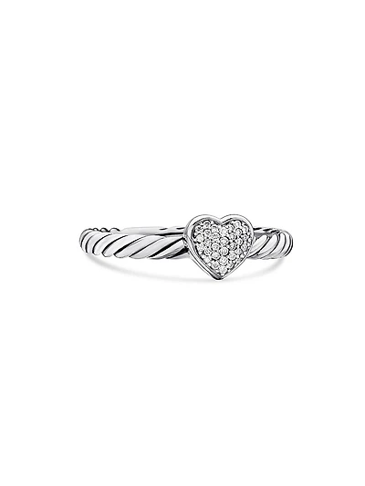 Cable Collectibles Heart Ring With Diamonds