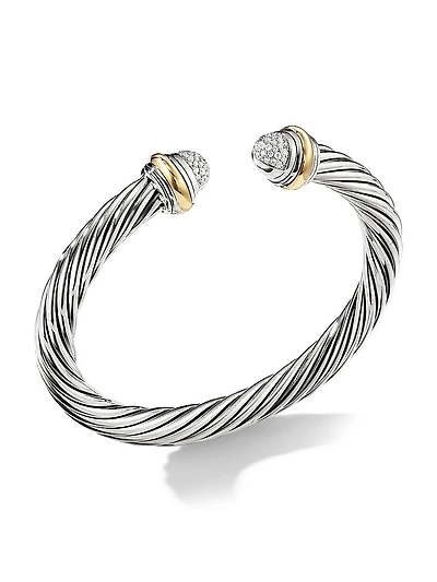 Cable Silver Ice Pavé Diamond Bracelet