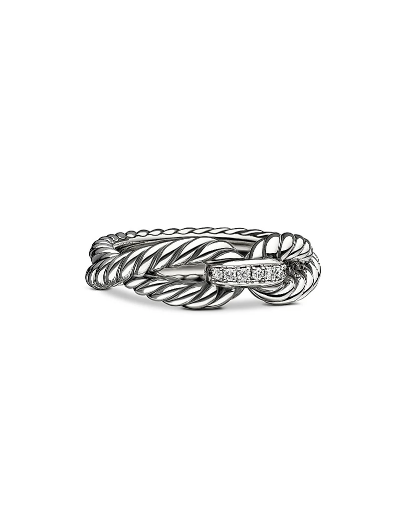 Cable Loop Ring with Diamonds