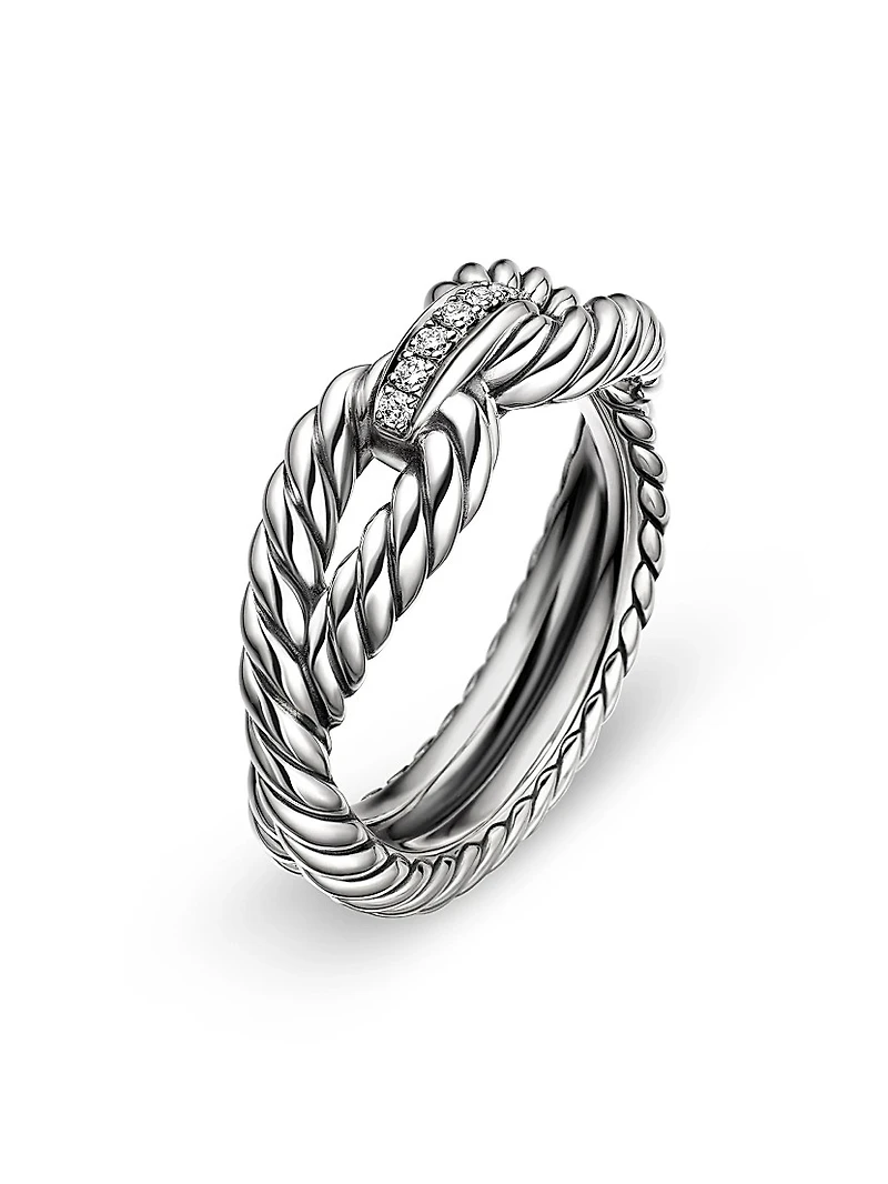 Cable Loop Ring with Diamonds