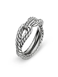 Cable Loop Ring with Diamonds