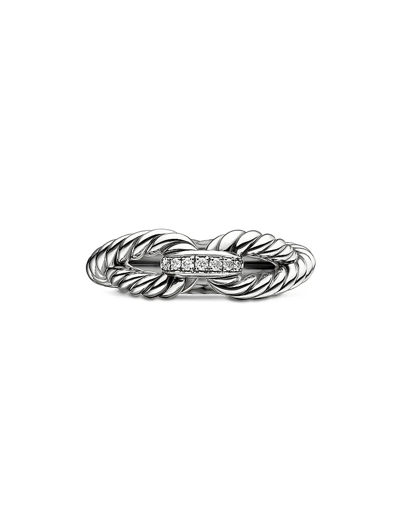 Cable Loop Ring with Diamonds