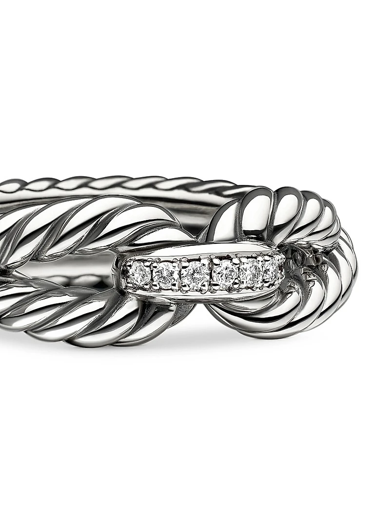 Cable Loop Ring with Diamonds