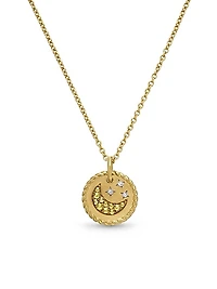 Cable Collectibles Moon and Stars Necklace in 18K Yellow Gold with Pavé Yellow Sapphires and Diamonds, 11mm