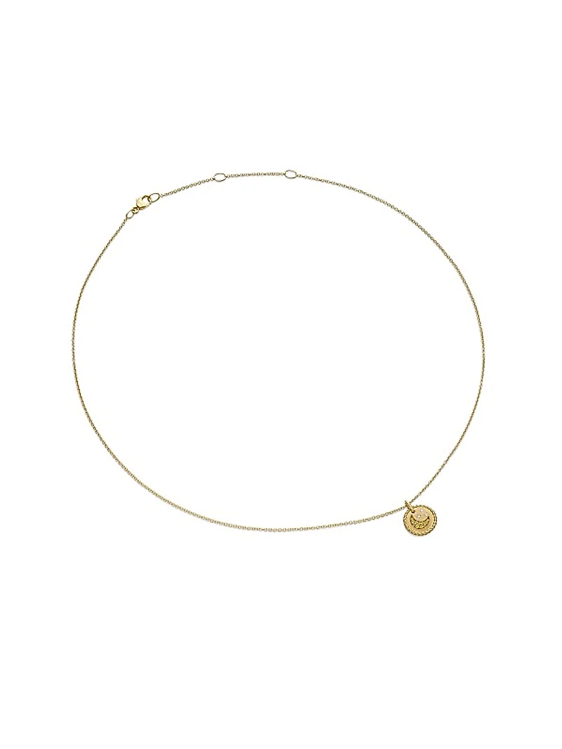 Cable Collectibles Moon and Stars Necklace in 18K Yellow Gold with Pavé Yellow Sapphires and Diamonds, 11mm