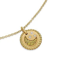 Cable Collectibles Moon and Stars Necklace in 18K Yellow Gold with Pavé Yellow Sapphires and Diamonds, 11mm