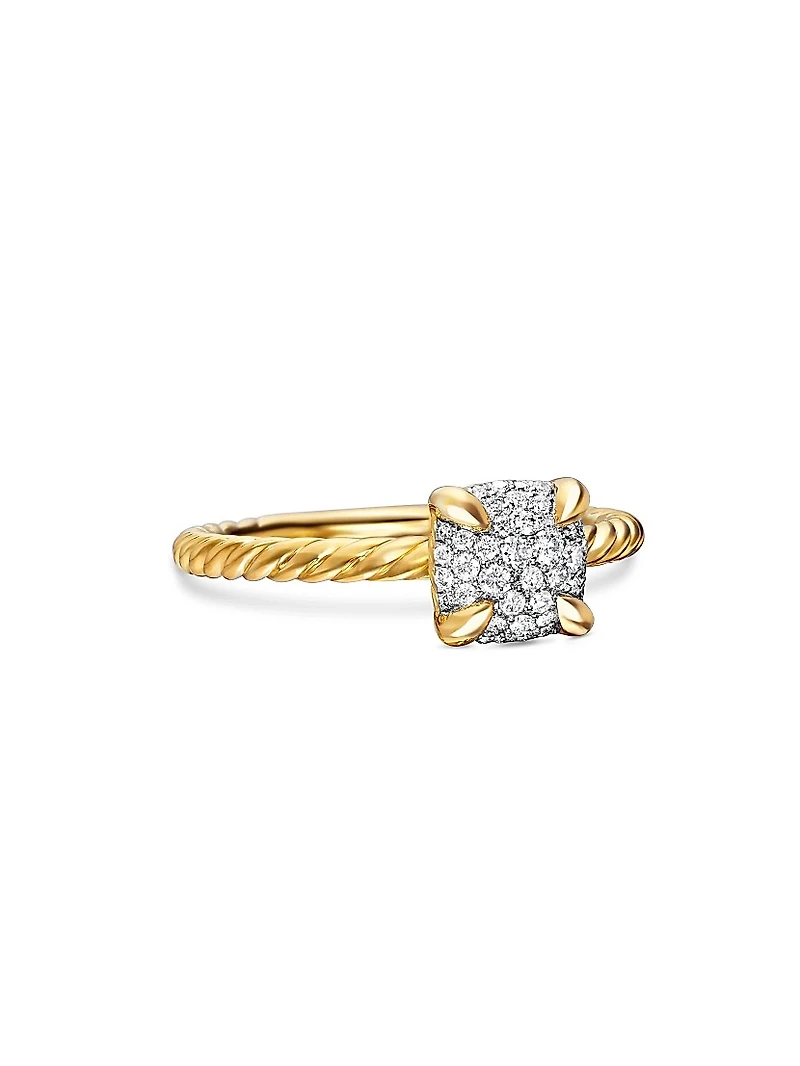 Châtelaine Ring 18K Yellow Gold with Full Pavé Diamonds