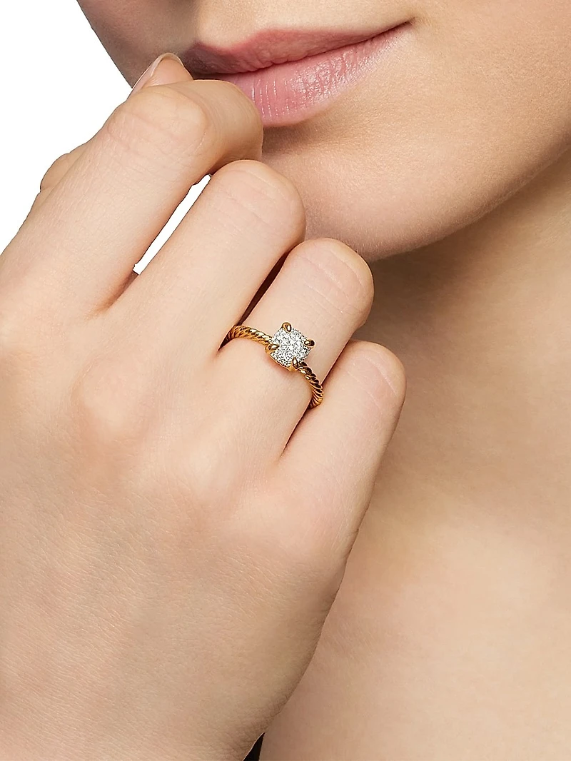 Châtelaine Ring 18K Yellow Gold with Full Pavé Diamonds