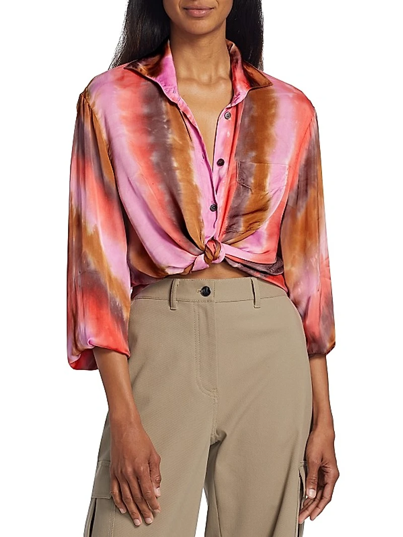 Elle Stripe Button-Front Shirt