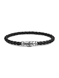 Chevron Woven Bracelet Black Rubber and Sterling Silver, 6mm