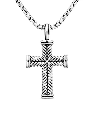 Chevron Cross Pendant in Sterling Silver