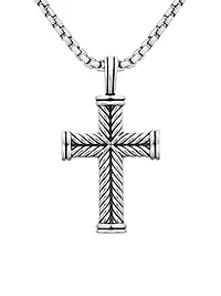 Chevron Cross Pendant in Sterling Silver
