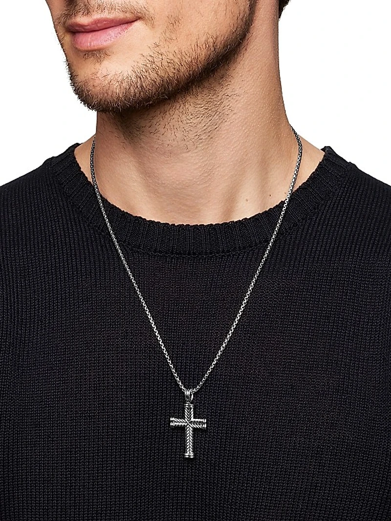 Chevron Cross Pendant in Sterling Silver