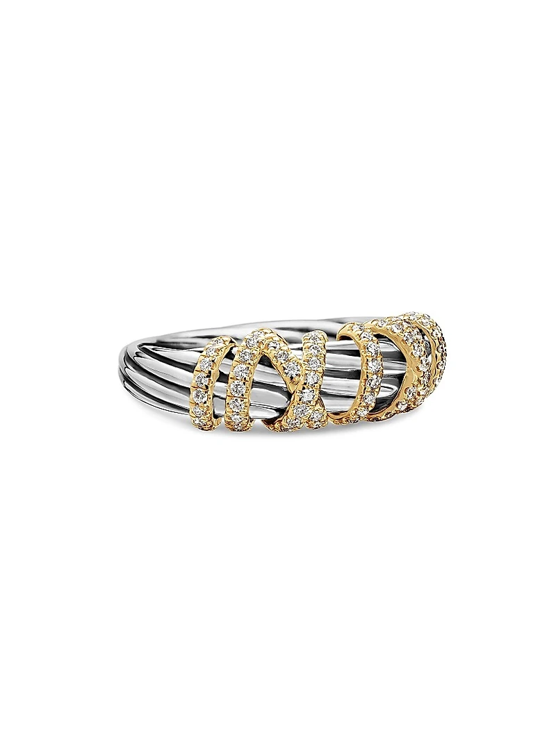 Crossover Diamond & Sterling Silver Wide Ring