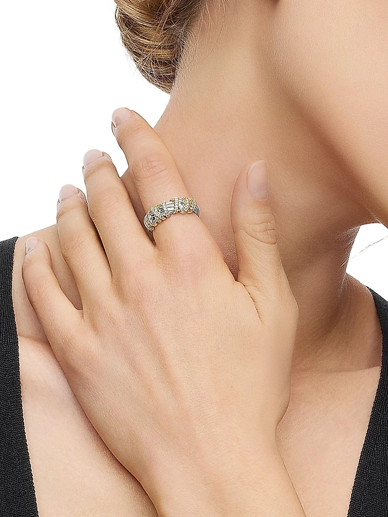 Crossover Diamond & Sterling Silver Wide Ring