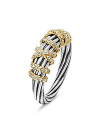 Crossover Diamond & Sterling Silver Wide Ring