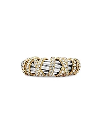 Crossover Diamond & Sterling Silver Wide Ring