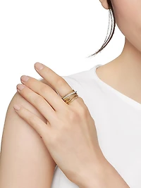 Crossover Ring in 18K Yellow Gold with Pavé Diamonds